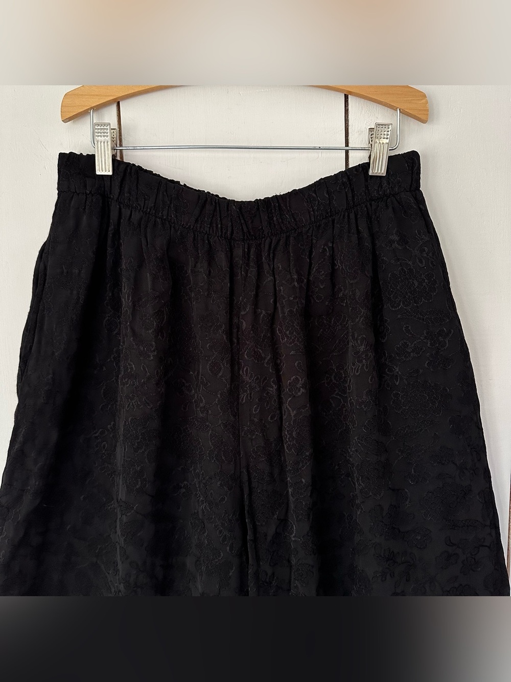 Bryn Walker Floral Cotton Jacquard Flood Pants Sz L Black - Picture 5 of 8